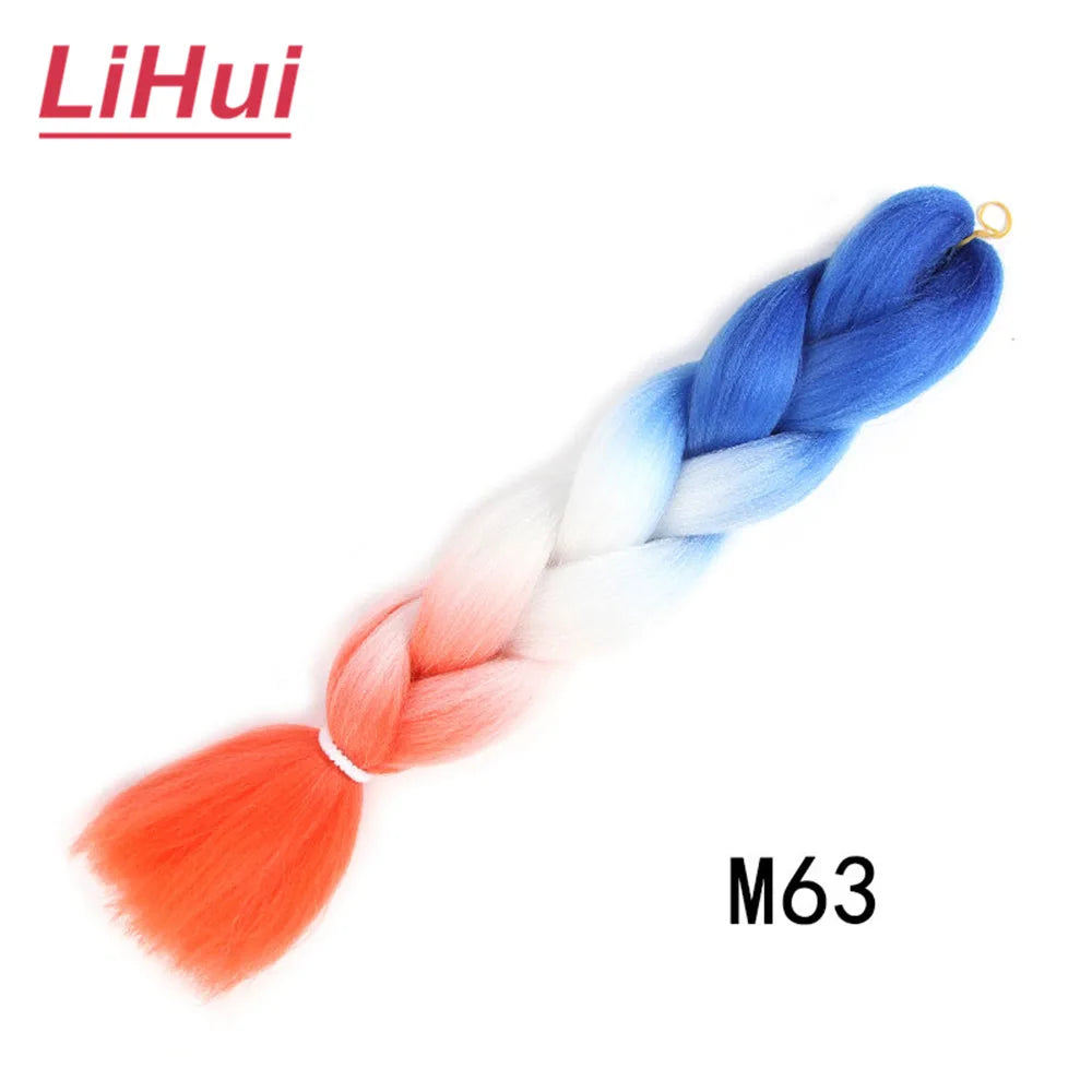 24 Inches Synthetic Braiding Hair Jumbo BraidOmbre Jumbo Hair Extension For Women DIY Hair Braids Purple Pink  Yellow Gray Lihu
