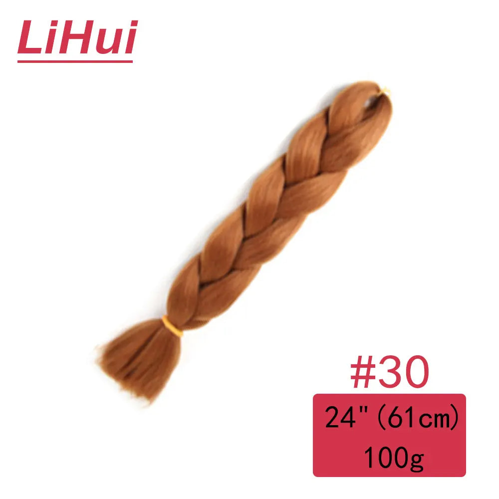 24 Inches Synthetic Braiding Hair Jumbo BraidOmbre Jumbo Hair Extension For Women DIY Hair Braids Purple Pink  Yellow Gray Lihu