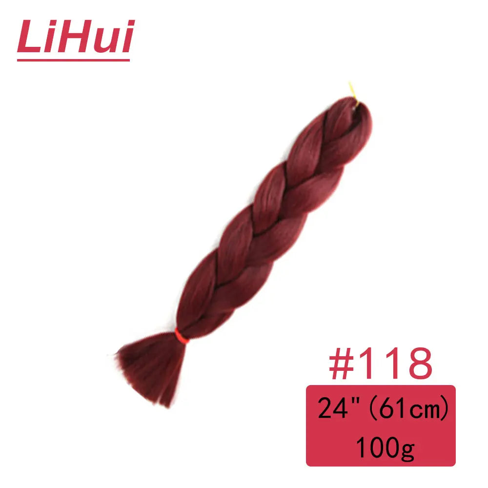 24 Inches Synthetic Braiding Hair Jumbo BraidOmbre Jumbo Hair Extension For Women DIY Hair Braids Purple Pink  Yellow Gray Lihu