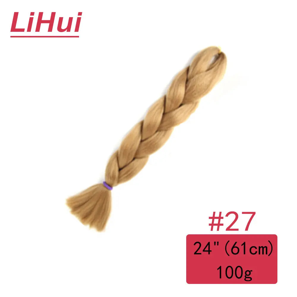 24 Inches Synthetic Braiding Hair Jumbo BraidOmbre Jumbo Hair Extension For Women DIY Hair Braids Purple Pink  Yellow Gray Lihu