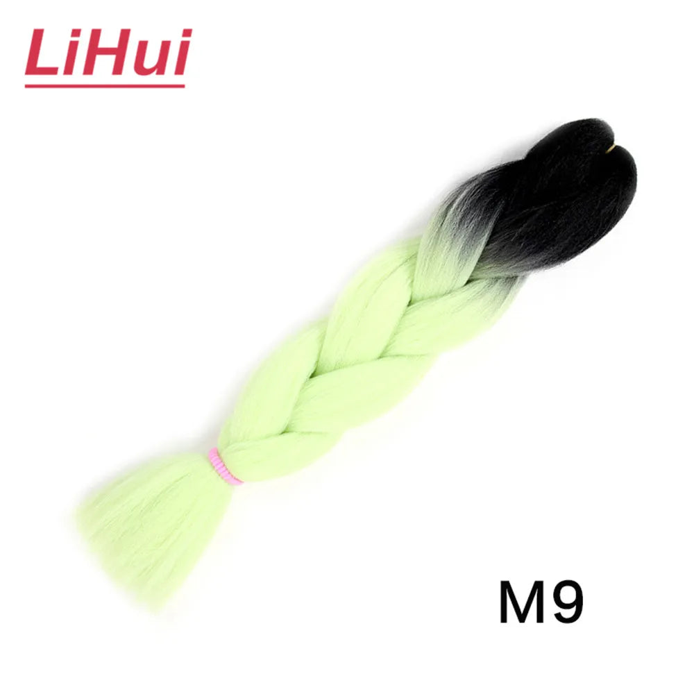 24 Inches Synthetic Braiding Hair Jumbo BraidOmbre Jumbo Hair Extension For Women DIY Hair Braids Purple Pink  Yellow Gray Lihu