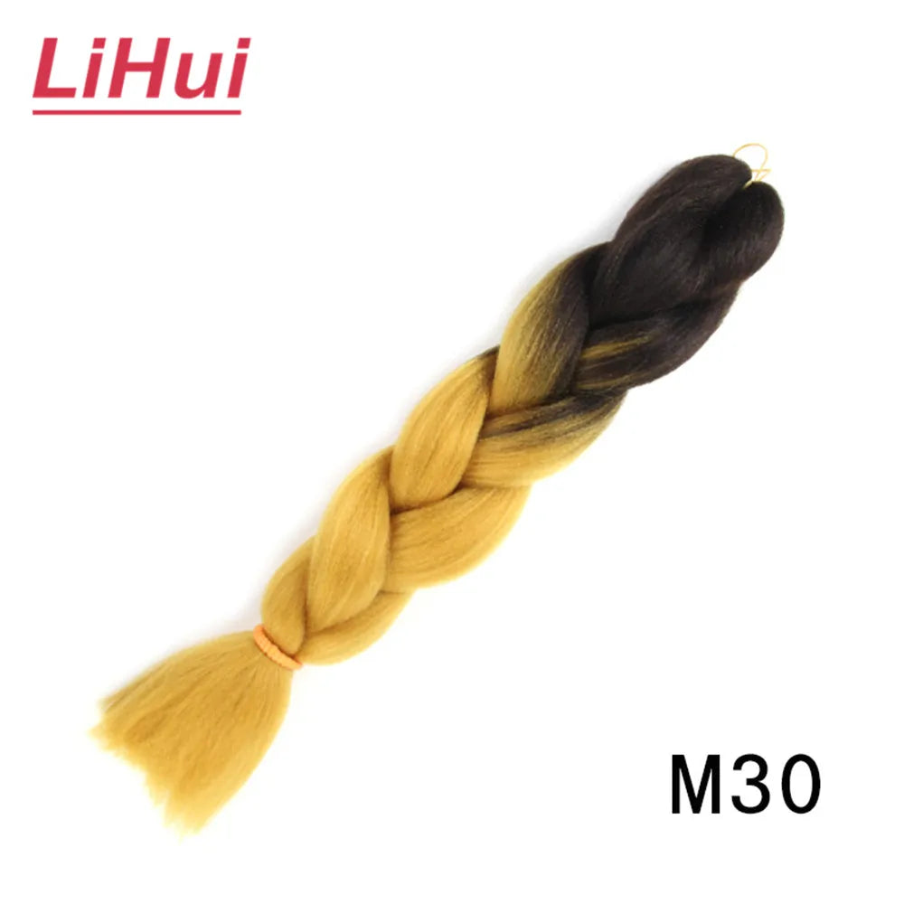24 Inches Synthetic Braiding Hair Jumbo BraidOmbre Jumbo Hair Extension For Women DIY Hair Braids Purple Pink  Yellow Gray Lihu