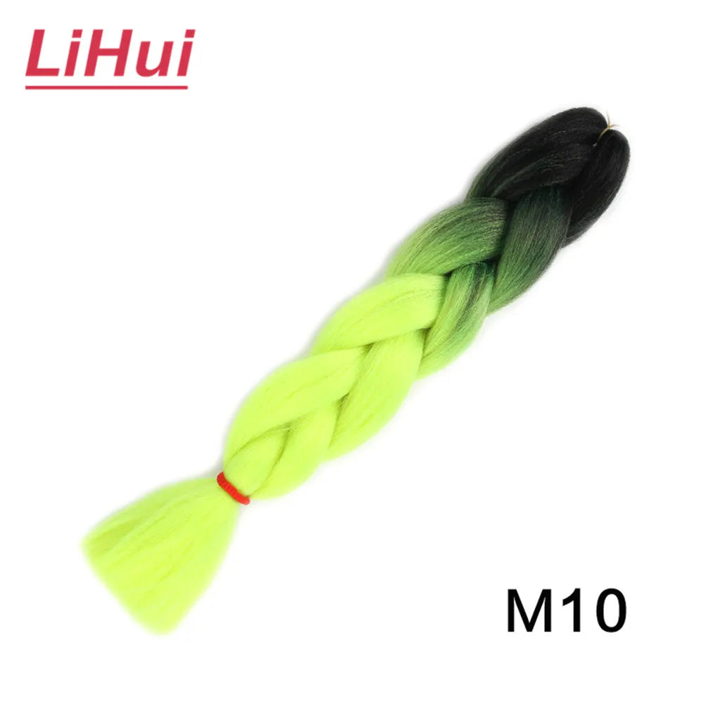 24 Inches Synthetic Braiding Hair Jumbo BraidOmbre Jumbo Hair Extension For Women DIY Hair Braids Purple Pink  Yellow Gray Lihu