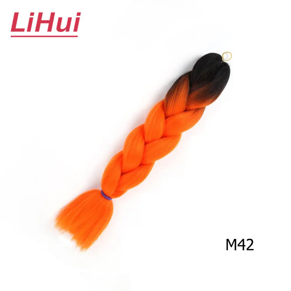24 Inches Synthetic Braiding Hair Jumbo BraidOmbre Jumbo Hair Extension For Women DIY Hair Braids Purple Pink  Yellow Gray Lihu
