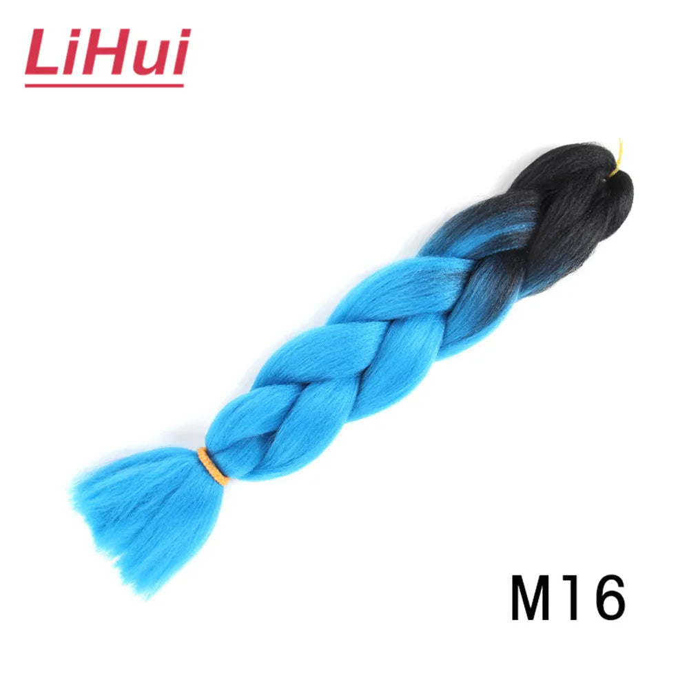 24 Inches Synthetic Braiding Hair Jumbo BraidOmbre Jumbo Hair Extension For Women DIY Hair Braids Purple Pink  Yellow Gray Lihu