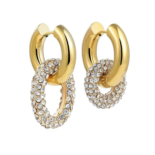 Fashion CZ Zircon Round Huggie Hoop Earrings for Women Geometric U Shape Ear Buckle Hoops Gold Plated Jewelry