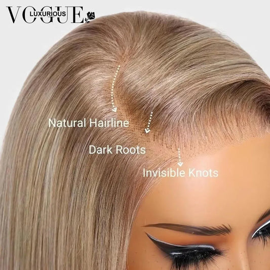 LUX VOGUE Ash Blonde Short Bob Wig Human Hair 180% Density Pre Plucked Glueless Brazilian Virgin Human Hair Wigs For Black Women