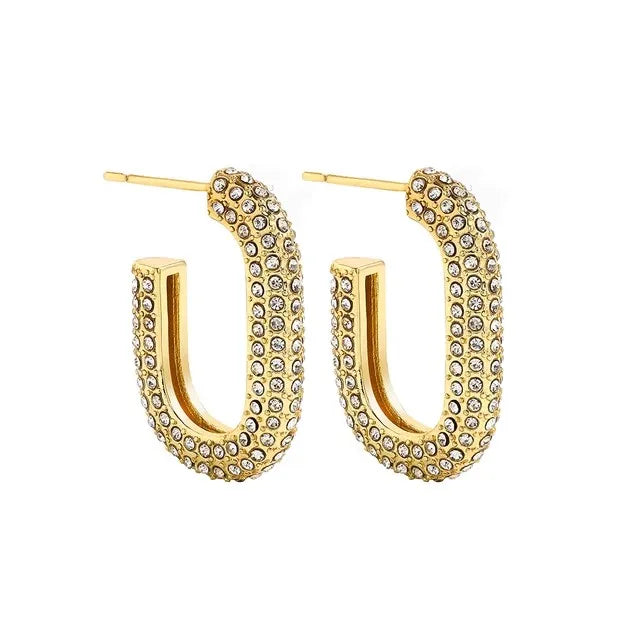 Fashion CZ Zircon Round Huggie Hoop Earrings for Women Geometric U Shape Ear Buckle Hoops Gold Plated Jewelry