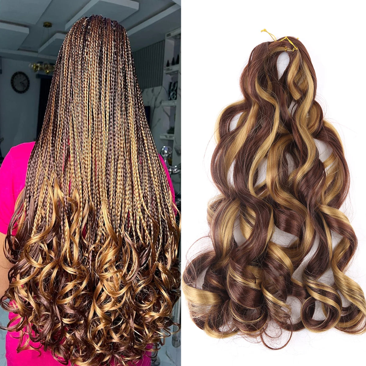 French Curly Crochet Braiding Hair Synthetic Loose Wave Ombre Braids Hair for Women  Spiral Curls Pre Stretched Hair Extensions