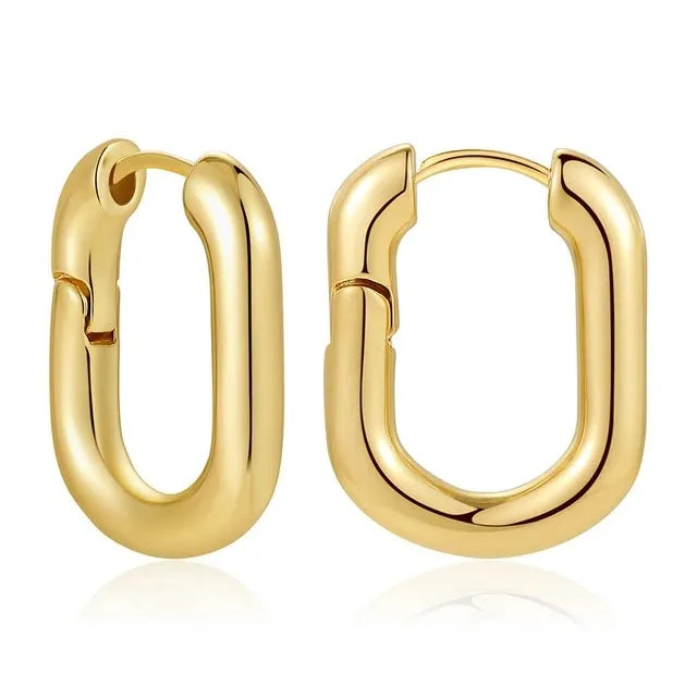 Fashion CZ Zircon Round Huggie Hoop Earrings for Women Geometric U Shape Ear Buckle Hoops Gold Plated Jewelry