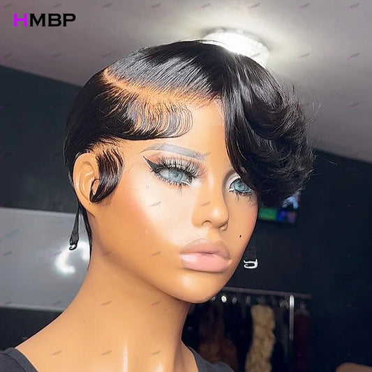 Glueless Lace Front Wig Human Hair Wear And Go Straight Bob Super Double Drawn 13×6 HD Lace Front Wig Pre Plucked Hair For Woman