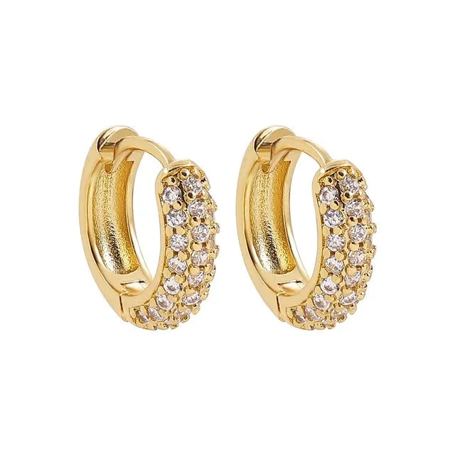 Fashion CZ Zircon Round Huggie Hoop Earrings for Women Geometric U Shape Ear Buckle Hoops Gold Plated Jewelry