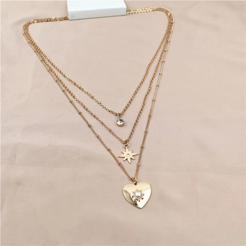 New 925 Sterling Silver Three-Layer Round Necklace Simple O-Chain Love Pendant Chain Party Gift For Women Exquisite Fine Jewelry