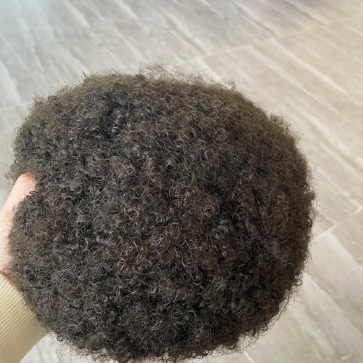 8mm Afro Man Toupee 100% Human Hair System Kinky Curly Weave Unit Toupets for Men Breathable Mono Lace&NPU Capillary Prosthesis