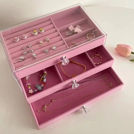 Coffret à bijoux 2025 – Pour l'éternité, avec trois tiroirs, idéal pour les boucles d'oreilles, les colliers, les bracelets et plus encore