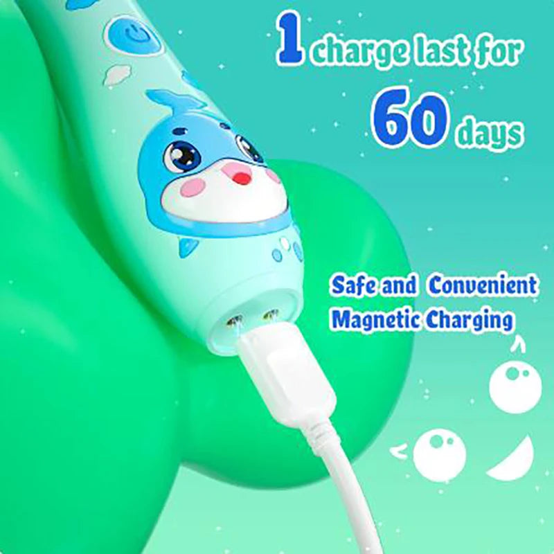 Brosse à dents électrique Seago pour enfants, avec lumière LED et recharge magnétique, 8 têtes de brosse