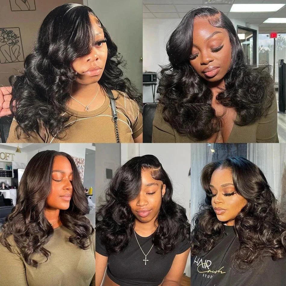 250% Density 100% Vietnamese Loose Wave Wig 13x4 Frontal Bouncy Wave Wig with Human Hair Natural Black For Black Women 14-22Inch