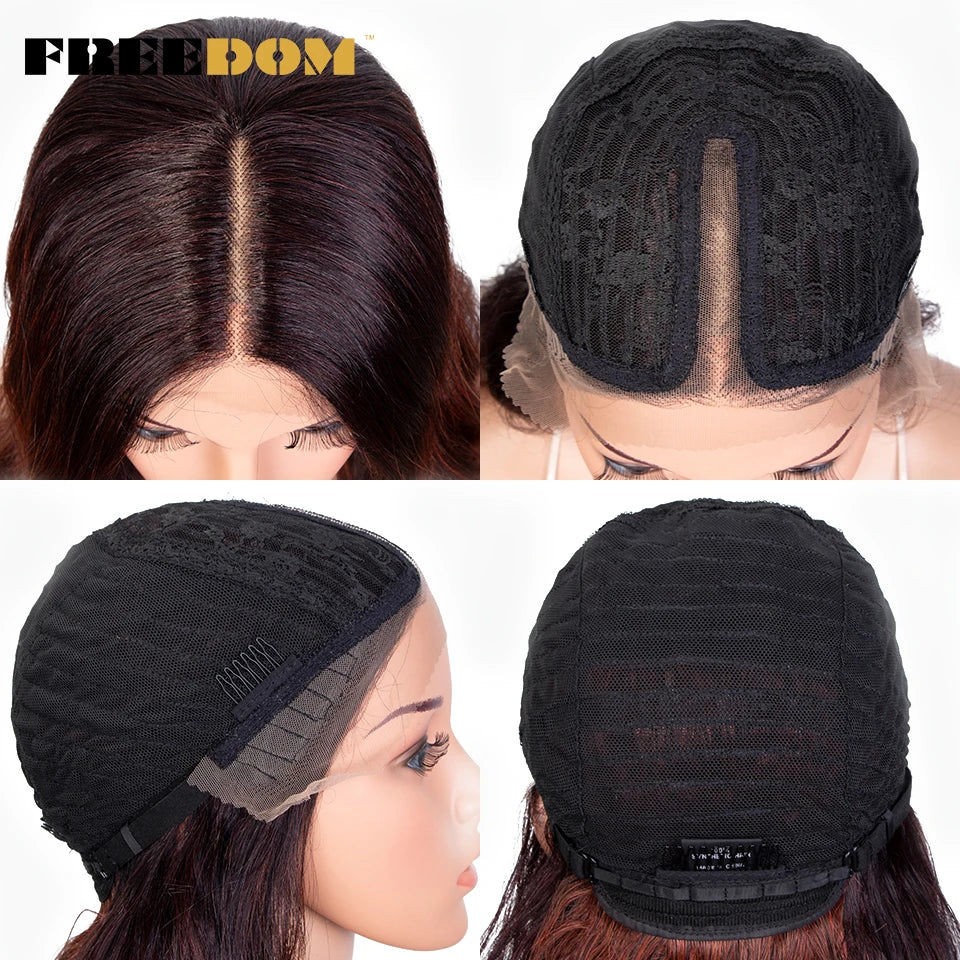 FREEDOM Synthetic Lace Front Wig 36 inch Body Wave Wigs For Women Ombre Blonde Ginger Highlight Wig Long Wavy Cosplay Wigs