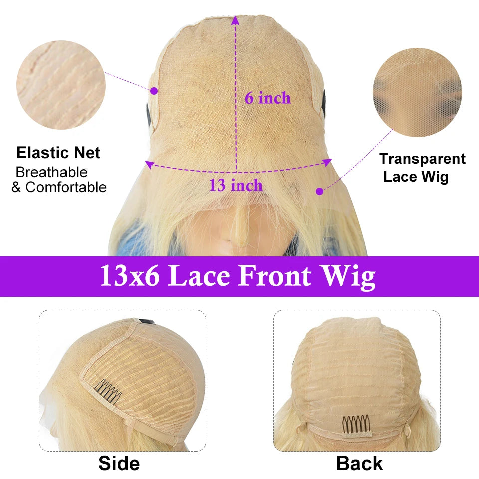 LUX VOGUE Ash Blonde Short Bob Wig Human Hair 180% Density Pre Plucked Glueless Brazilian Virgin Human Hair Wigs For Black Women