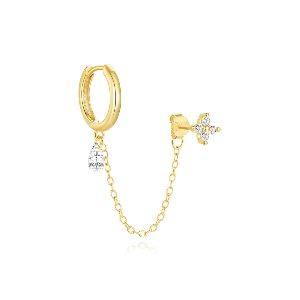 CANNER 1PC Tassel Chain 925 Sterling Silver Flower Drop Earrings For Women Ins Minimalism Exquisite Heart Shape Earrings Jewelry