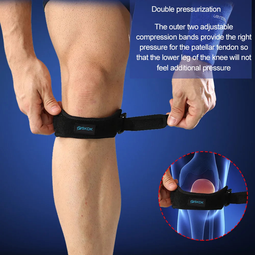 Genouillère réglable pour le sport et le fitness. Sangle de soutien stabilisatrice du tendon rotulien.