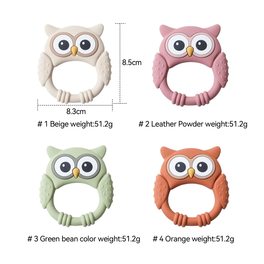 Cartoon Owl Silicone Teether – Food-Grade Soothing Toy for Babies