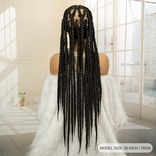 New Synthetic Full Lace Heart Knotless Braiding Wig Afro Cornrow Braided Wigs for Black Women with Baby Hair Box Braids Wigs