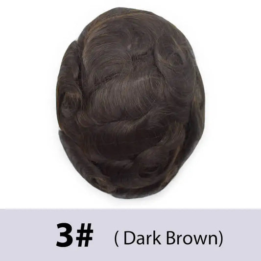 Australia French Lace & Skin Base Male Hair Prosthesis 6" Natural Human Hair Toupee Men's Wig Breathable Hair Replacement System