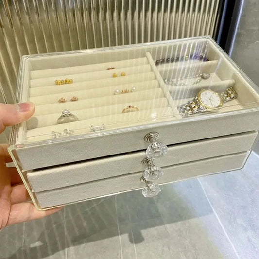 Coffret à bijoux 2025 – Pour l'éternité, avec trois tiroirs, idéal pour les boucles d'oreilles, les colliers, les bracelets et plus encore