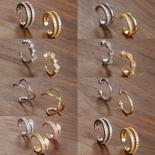 1PC Stainless Steel Zircon Clip Earrings Female Buckle Ear Cuff No Piercings Fake Cartilage Ear for Women 2024 Fashion Jewelry