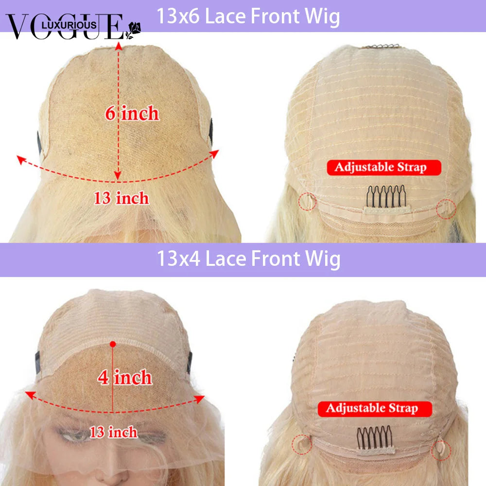 Cream Blonde Straight 100% Real Human Hair Wig Ash Blonde 200% Density Salon Hair Coloring Wig 13x6 Lace Front Wig For Women