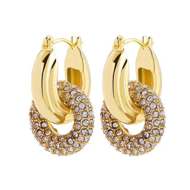 Fashion CZ Zircon Round Huggie Hoop Earrings for Women Geometric U Shape Ear Buckle Hoops Gold Plated Jewelry