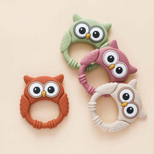 Cartoon Owl Silicone Teether – Food-Grade Soothing Toy for Babies